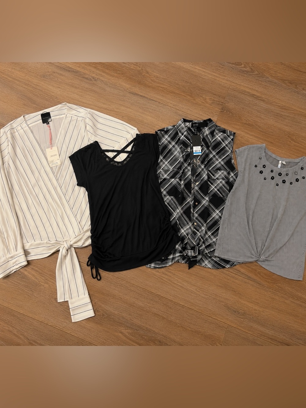Black and white blouses women’s tops